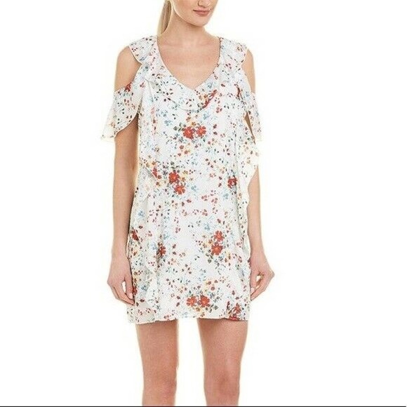 NEW Parker Ditsy Floral Cold Shoulder Mini Dress - Picture 2 of 11